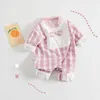 born Baby Clothes Infant Spring Jacket for Girls Jumpsuit for Boys Soft Plaid Romper Baby Clothes 0-18 Month 210412