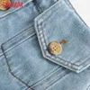 Mulheres Verão Denim Saias Brancas Faldas Mujer Botões Francês Estilo Feminino Mini Saia 6P17 210416