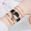 5 stücke Set Uhren Für Frauen 2020 Mode Magnet Katze Muster Rosa Uhr Frauen Quarz Armbanduhr Damen Armband Uhr Drop186C