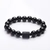 Crystal Obsidian Bracelet Strands Engrave with Dragon or Phoenix Totem Cylinder Bead Men Women Natural Stone Chain Famous Fashion