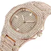 Marque Iced Out Diamond Watch Quartz Gold Hip Hop Quartz Montres avec Micropave CZ Montre en acier inoxydable Horloge Relogio245E