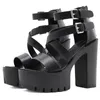 Sandals GIGIFOX 2021 Brand Zipper Chunky Platform Block High Heels Black Gothic Street Cool Summer Casual Shoes Woman