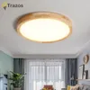 Plafonniers A LED Moderne Panneau Lampe Pour Salon Chambre Cuisine Balcon Ronde En Bois Gradation Télécommande