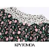 Kobiety Chic Moda Aplikacje Floral Print Mini Sukienka Krótki Rękaw Elastyczny Talia Kobiece Suknie Vestidos 210420