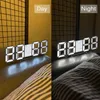 3D Wall Clock Modern Design Stand Hanging LED Digital Alarm Electronic Dimming Backlight Table for Room Home Decor 211110