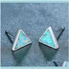 Stud Jewelrystud Minimalist Female Blue Triangle Opal Earrings Simple Sier Color Cool Geometric Small Wedding For Women1 Drop Delivery 2021