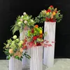 White Wedding Decoration Paper Folding Cylinder Pedestal Rack Pillars For Party Backdrops Walkway Cake Table Stand Columns 4Pcs