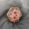 Hexagon Transparent Rose Gold Glass Ring Box Bröllop Geometrisk Clear Smycken Arrangör Tabletopholder M20 21 211013