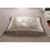 Blommor Jacquard Luxury Bedding Set Queen / King size Bed 4pcs Bomull Silk Lace Ruffles Duvet Cover Fitted / Bed Sheet S 210721