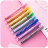 Highlighters 8 Färger Dual Line Fluorescerande Pen Glitter Marker Sketch Stationery Highlighter Cute Japanes