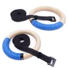 Wooden Gymnastic Rings for Kids 25mm Gym Ring with Adjustable Straps Buckles Indoor Fitness Crossfit Home Playground Gym Pull-up