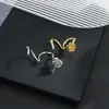 Pendientes de clip de color de rosa de color oro largo coreano para mujer Gancho de la oreja de moda Sin piercing Piercing Fake Ear Jewelry