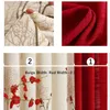 {byetee} Faux Cotton Linen Curtain Modern Rustic Red Quality Stitching Living Room Curtains Fabrics Kitchen Door Curtains Drapes 210913