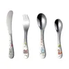 Tableware for Children Cartoon China Giant Panda Stainless Steel Kids Cutlery Set 4piece Dining Knife Fork Tablespoon Picnic Set 211112