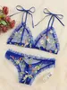 Jogo de roupa íntima feminina sexy bordado sutiã e calcinha push up bralette floral lingerie conjunto sexy transparente underwear y0911