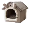 Собачья домик питомник мягкая домашняя кровать палатка крытая закрытая теплая плюшевая корзина для сна с съемной подушкой