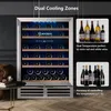 US STOCK 51Bottles / 24 pollici Bevande e refrigeratore per vino, frigorifero per vino a doppia zona con porta in vetro temperato in acciaio inossidabile a41