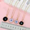 Simple Heart Evil Eye Druzy Drusy Pendant Necklace Women Resin Handmade Clavicel Chains Necklaces for Female Christmas Imitation Natural Stone Necklace