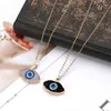 Blauw geïnspireerd sieraden kwade oog druzy stenen hanger ketting hars kwarts kristallen mode voor vrouwen