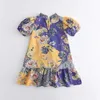 Bärleiter Kinder Mädchen Sommer Prinzessin Kostüme Mode Baby Mädchen Blumen Phantasie Kleidung Kinder Rüschen Party Vestidos für 3-7Y 210708