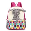 Maternelle enfants 3d lapin école sac à dos enfant dessin animé fille patchwork toile Mochila mode sac pour enfants sac à dos X0529