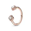 Cluster Rings High-quality 925 Silver Rose Gold Love Knot Charm, Fairy-tale Light, Heart-shaped Padlock Ring, Original Jewelry For Ladies