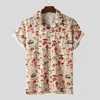 Camisas casuais masculinas 2021 Plus tamanho algodão e linho havaiano solto floral impresso camisa de manga curta de verão