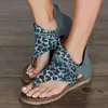 Sandálias Zipper Mulheres Flat 2021 Vacas Imprimir T-Strap Sapatos Romanos Verão Lace Up Flip Flops Sandalias Mujer