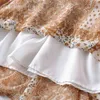 Foridol Floral Print Boho Spring Dress Women Long Sleeve Short Chiffon Khaki Button Dress Ladies Vintage Dress 210415