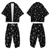 Ethnic Clothing Skull Floral Print Japanese Casual Loose Thin Couple Men Women Kimono And Seven Points Pants Asian Clothes Harakuju Cardigan