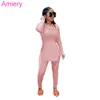 Fashion Split Tops And Long Pants Matching Sets 2021 Womens Casual Outfits Clothes Two Piece Set Clothing