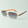 2022 Bouquet Diamond Gafas de sol 3524012 con palos de madera naranja natural Gafas Lente 3.0 Grosor