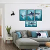 Grand requin blanc cadre Triple peinture autocollant Mural Muraux 3D Stickers muraux décor à la maison salon autocollant Mural 210420