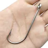 Fishing Hooks 40Pcs Stainless Steel Hook Fishhooks Accessories White Big Extra Long Shank Size 1/0-10/0