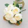 Simulation Tea Rose 7 Heads Artificial Silk Peony Flower Festival Wedding Home DIY Atmosphere Decorative Flowers