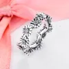 925 Sterling Silver Sparkling Daisy Flower Crown Finger Ring 2021 Women Fashion DIY fine Jewelry Gift