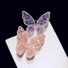 Broszki dla kobiet S925 Sterling Hollow Różowy Purpurowy Butterfly Cyrkonia Broszka Temperament Bijoux Femme Akcesoria