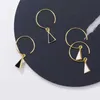 Triangle Black Enamel Dangle Earrings for Women Gold Color Desgin Drop Earing Female 925 Sterling Silver Jewelry 210707