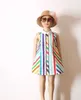Rainbow Dress Age for 3 - 7 Yrs Teenage Girls Colorful Dress 2021 New Summer Striped Cotton Sleeveless Baby Girls Vest Frocks Q0716