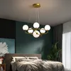 Nordic Led Pendant Lamp Gold Lustre Glass Ball Ceiling Hanging Chandelier Lighting Decor for Dining Room Bedroom Kitchen Island