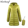 Bang 8XL Bayanlar Uzun Sıcak Aşağı Ceket Taşınabilir Saklama Çantası ile Kadın Ultra Hafif Ceket Kadın Paltolar Hip-uzunluk 211018