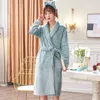Women's Sleepwear Winter Thicken Kimono Robe Female Flannel Bath Robes For Women Soft Warm Long Sleeve Coral Fleece Night-robe Loungewear Pi