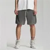 Washed Cotton Vintage Sweat Shorts Summer Elastic Waist Jogger Short 210716