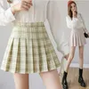 Skirts Women Girls School Uniform Plaid Pleated Miniskirt Casual High Waist A-line Zipper Closure Tennis Skirt Harajuku Plus Size S-XXL