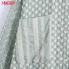 Tangada Kobiety Zielone Oversized Haft Romantyczny Koszula Sukienka Z Długim Rękawem Patchwork Kobiety Mihi Sukienki Vestidos 6Z122 210609