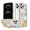 Capas de telefone de camada dupla com impressão de mármore para iphone Xs max 11 12 13 14 15 Pro Max 360 ° Suporte de anel giratório Kickstand suporta capa protetora de montagem de carro