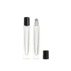 Nouveau 10ml vide stylo carré verre clair rouleau sur bouteille avec bouchon en or boule en acier inoxydable pour parfum d'huile essentielle RRF12862