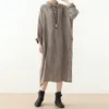 Johnature Women Linen Shirt Dresses High Quality Turn-down Collar Long Sleeve Solid Color Female Autumn Vintage Dress 210521