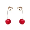 Stylish Clip Earrings pendants Sweet Cherry Fruit Ornaments Long Dangle Drop Jewelry Women Gift Ladies Ear Clip Pendant