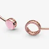 Fine jewelry Authentic 925 Sterling Silver Bead Fit Pandora Charm Bracelets CPink Swirl Bangle Rose Gold Bracelet Safety Chain Pendant DIY beads